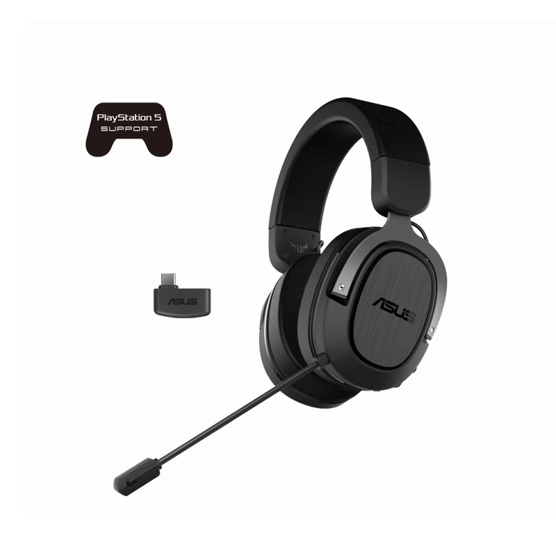 

ASUS TUF H3 Wireless gaming headset 7.1 surround sound deep bass, a lightweight design, Compatible with PCs, PlayStation 5