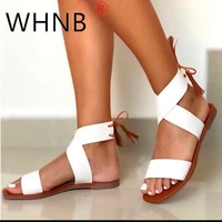2022 new women summer slippers high quality open toe flat casual slippers casual sandals women beach lace up plus size 35 43