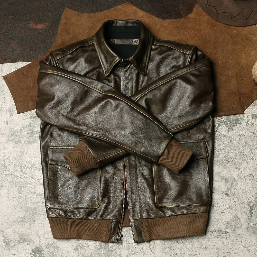 SHop Best.Мужская качественная армейская куртка формата А2 из воловьей кожи с