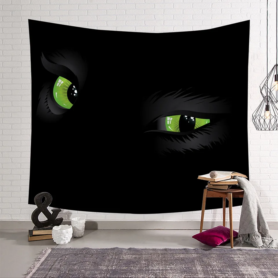 

ONGLYP 3D Black Cat Printed Tapestry Bedroom Living-room Wall Hanging Blanket Tapestries Carpet Yoga Mat Door Curtain Home Decor