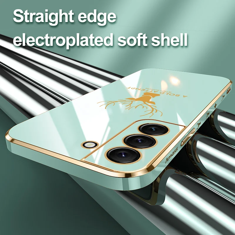 Квадратный Гальванизированный чехол для телефона Samsung S22 Ultra S21 S20 S10 Plus FE с боковым