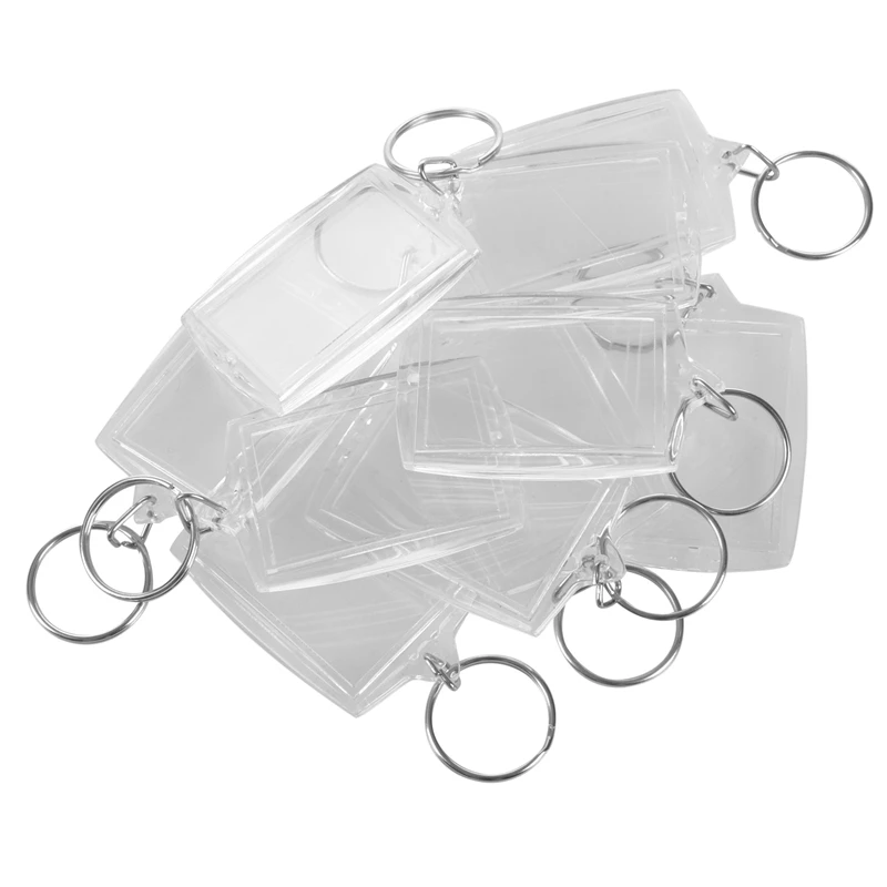

10pcs Transparent Blank Insert Photo Picture Frame Key Ring Split keychain