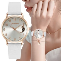 women fashion white watch quartz leather ladies wristwatches 2022 hot selling brand simple number dial woman clock montre femme