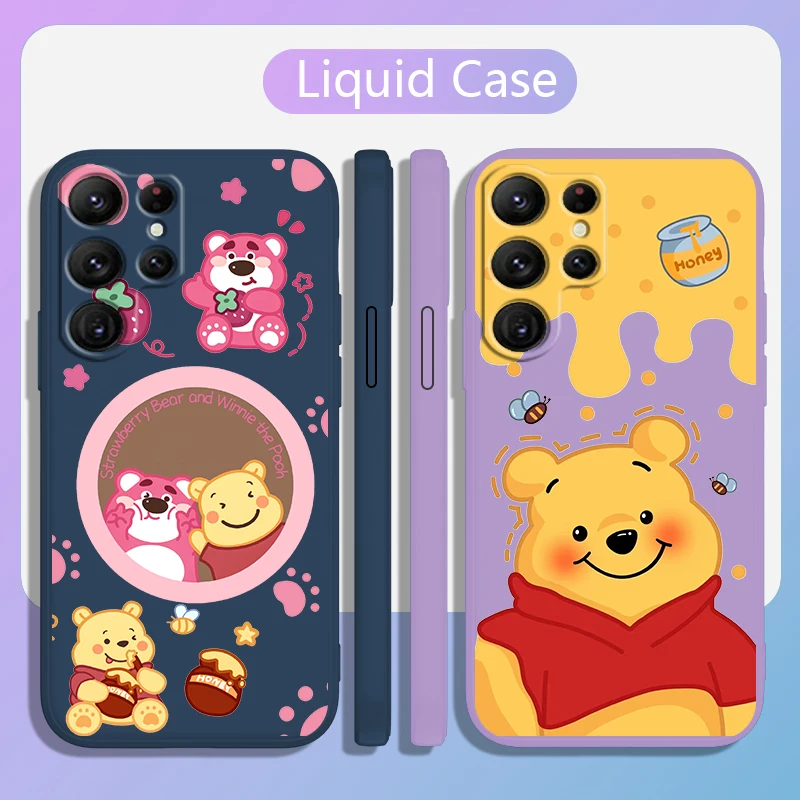 

Disney Winnie the Pooh Cute Case For Samsung Galaxy S22 S21 S20 S10 Note20 10 Ultra Plus Pro FE Lite Liquid Rope Phone Core Capa