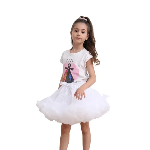 Детская юбка-пачка для девочек, трапециевидная Пышная юбка-пачка из многослойного тюля для балета и танцев, Нижняя юбка с большим бантом, 2023