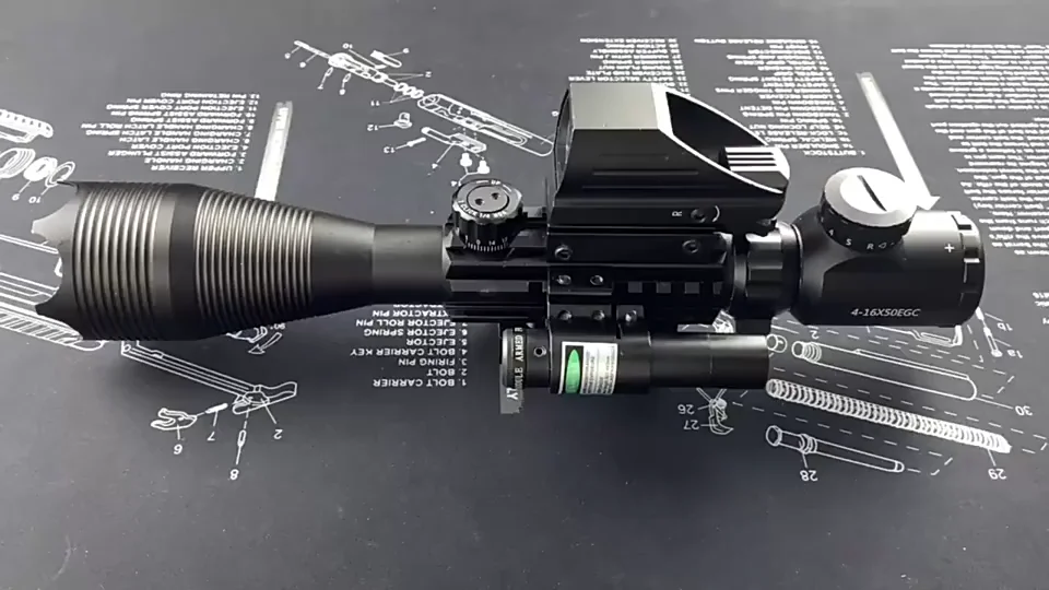

SPINA Optics Scope Combo 4-16x50 EG Dual Illuminated Scope Sight 4 Holographic Reticle Red/Green Dot Long Range Scope