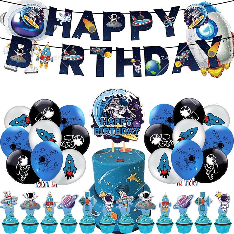 

Outer Space Astronaut Birthday Party Decorations Astronaut Rocket Planets Banner Balloons Cake Toppers Kids Birthday Party Favor
