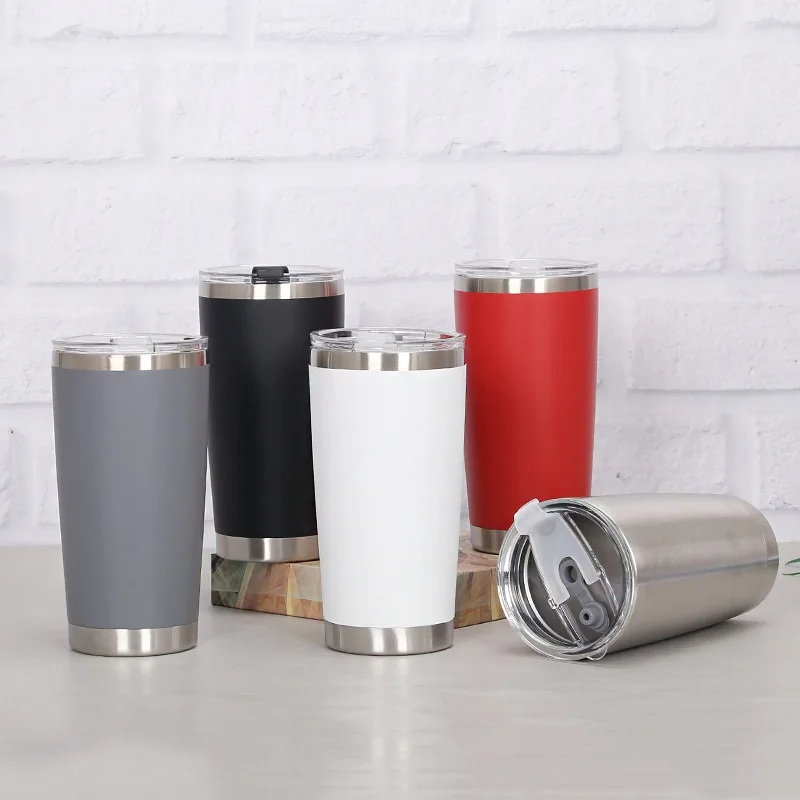 

20oz Double Wall Ice Beer Thermal Cup Stainless Steel Vacuum Insulated Tumbler Coffee Travel Mug with Lid