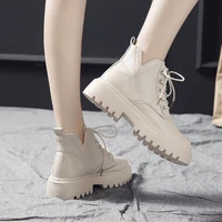 2022 new woman ankle boots flat heel shoes women lace up winter autumn shoes female daily short boots woman footwear