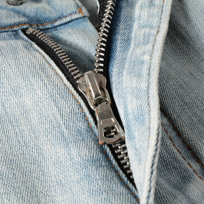 High Street Fashion Men Jeans Retro Light Blue Elastic Stretch Skinny Fit Ripped Jeans Patched Designer Hip Hop Brand Pants Men