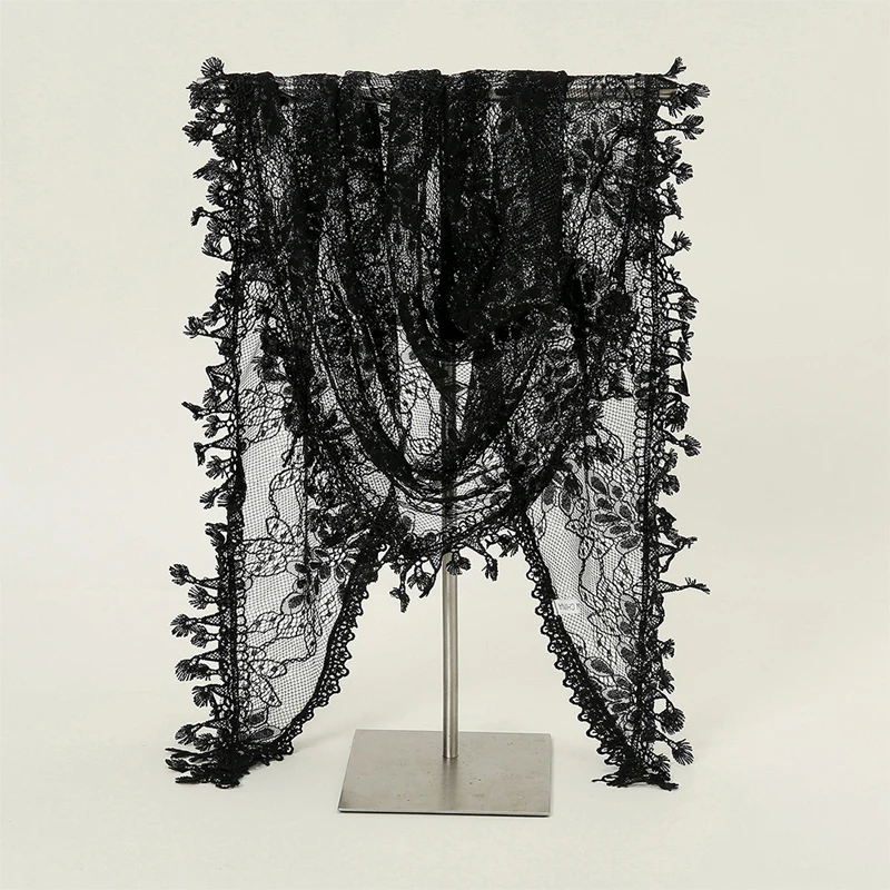 

Women Lace Floral Scarf Plain Lace Tassel Headscarf Triangle Scarf Hollow Out Tassel Shawl Scarves Summer Photo Prop Accessories