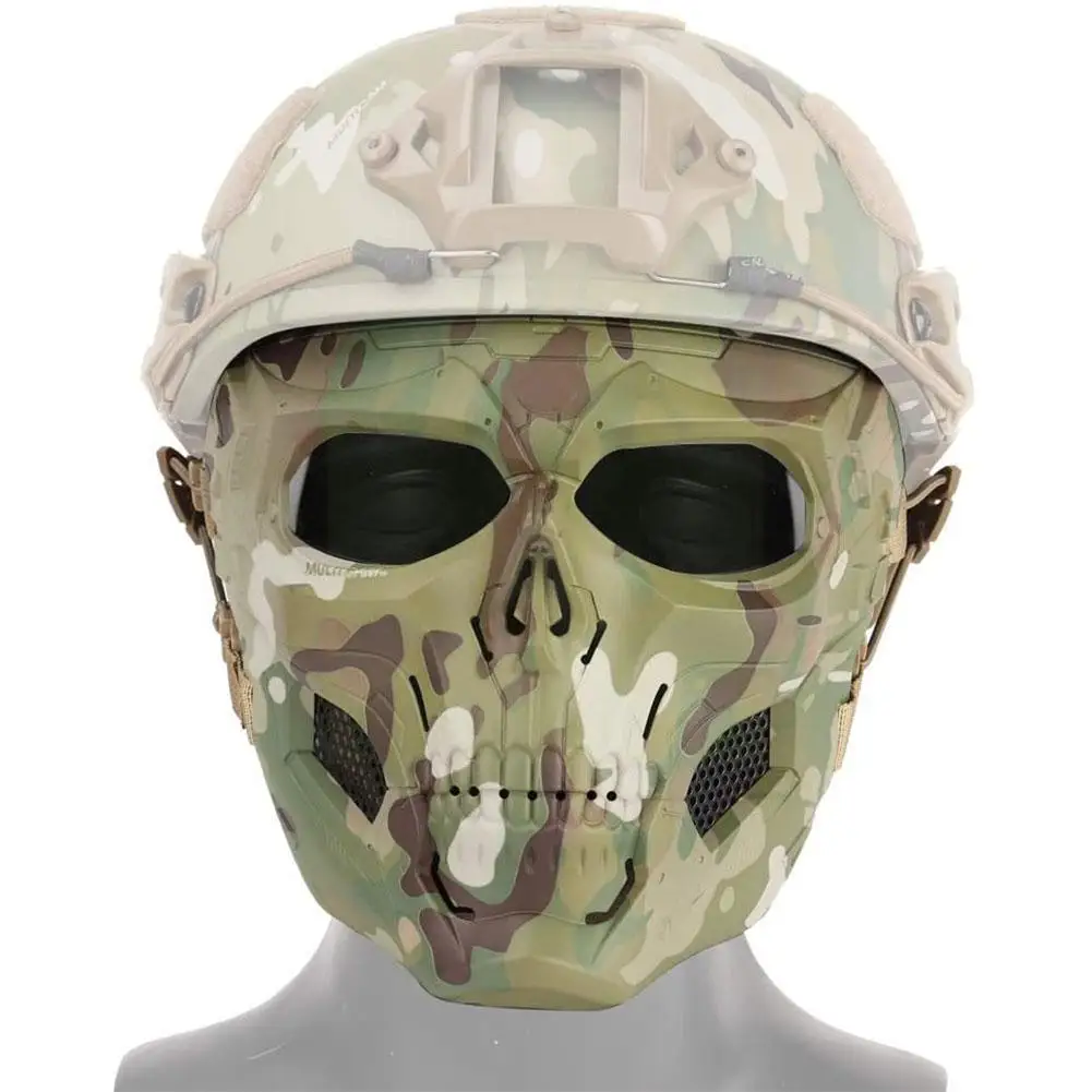 

Tactical Mask Protective Full Face Clear Goggle Skull mask Wearing Party Skull Tactical Games Dual Adjustable Design Mode S R6U7
