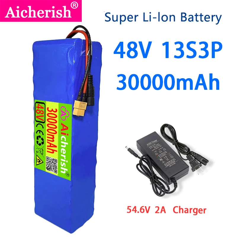 

48V 20Ah 1000W 18650 Li-ion Battery Pack for 13S3P Electric Bike Battery BMS+54.6V Charger