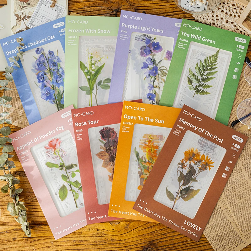 

30 packs wholesale PET Sticker Bag Flowers Plant Handbook DIY Material decorative Stickers Literature Romantic Vintage 8 Choices