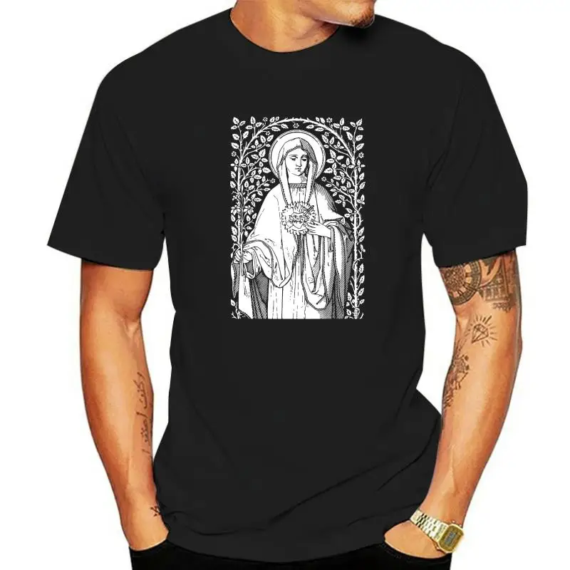 

Мужская Винтажная футболка премиум-класса с изображением девы Марии, безукоризненного сердцем, католической моды, новейшая Мужская футболка, Повседневная футболка, хлопковые футболки в подарок