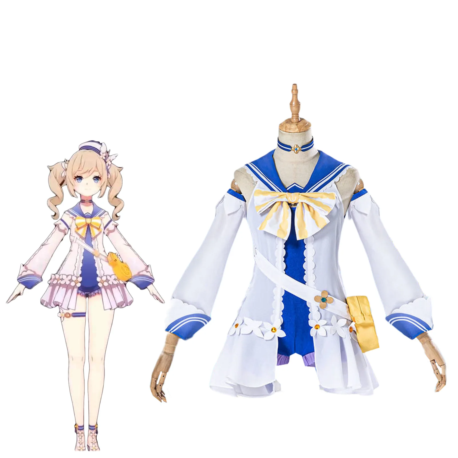 

Genshin Impact Cosplay Costumes Swimsuit Barbara Swimwear Coat Halloween Carnival Uniforms Full Set with Bag Woman Custom Made