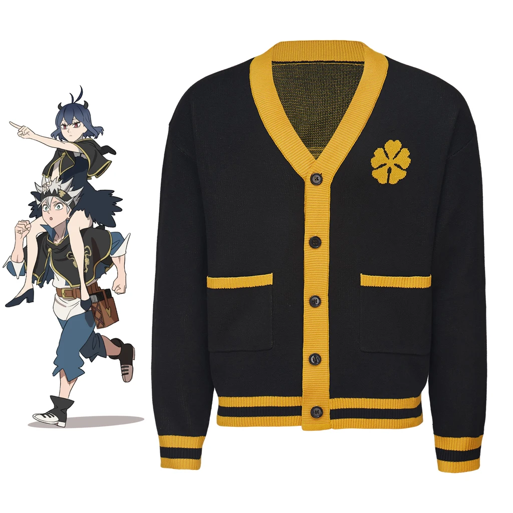 

Anime Black Clover Knitted Cardigan Asta Yuno Grinbellor Noell Silva Cosplay Costume Women Men Knit Sweater for Halloween Party