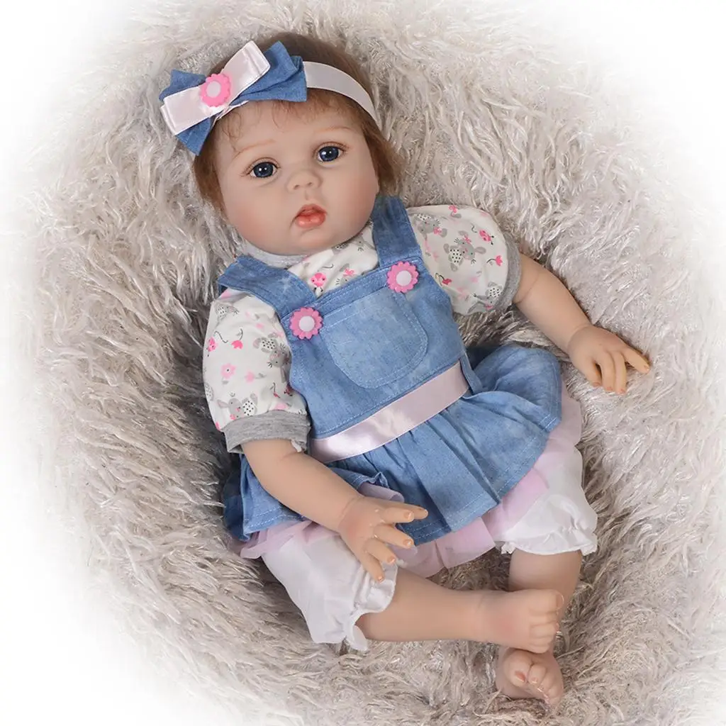 

Half Doll (Cloth Body) Toddler Dress in Clothes - Acrylic Blue Eyes, Hand-drawn Nails