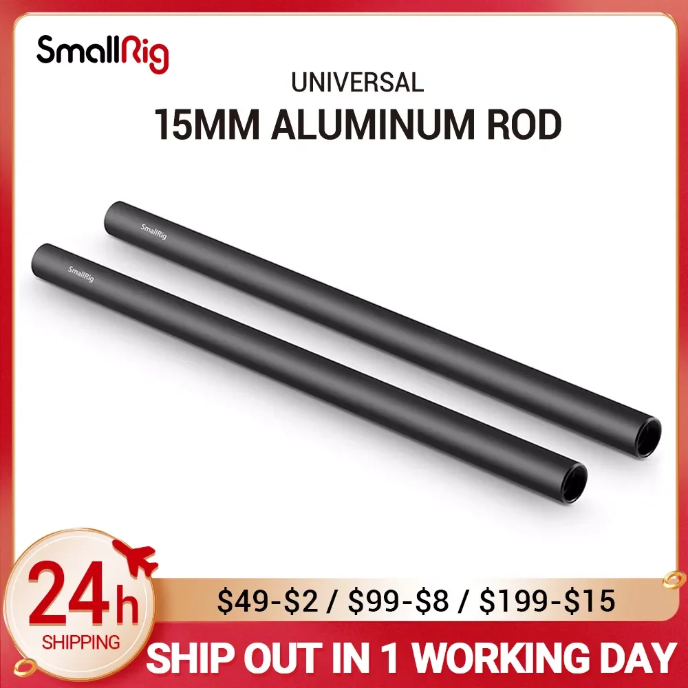 

Стержни из алюминиевого сплава SmallRig, длина 30 см/12 дюймов, стержни 15 мм для цифровой зеркальной камеры, черные стержни 1053, 2 шт.