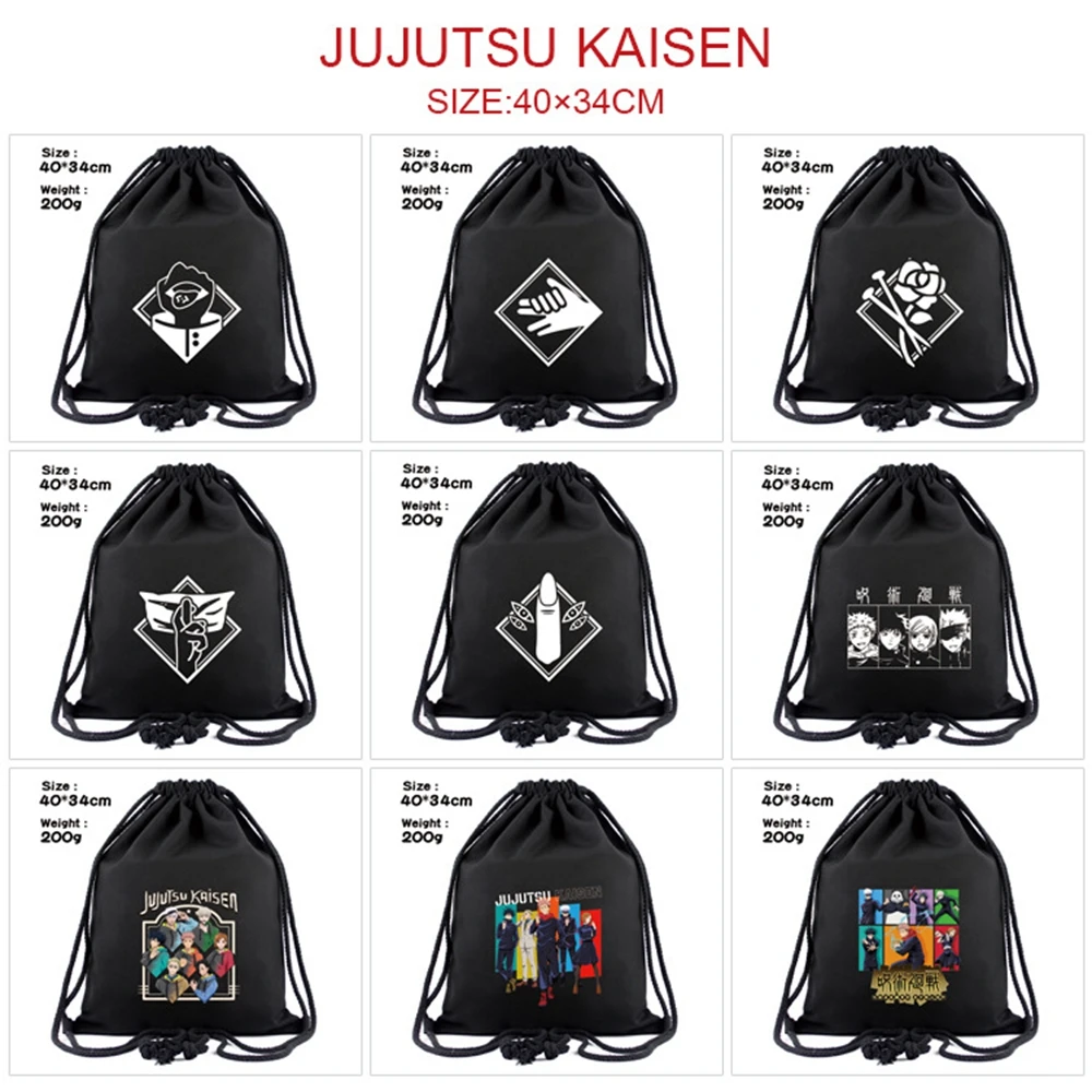 

Сумка на шнурке с рисунком из аниме juютсу Kaisen, черный холщовый рюкзак, Мультяшные Модные Портативные Сумки для хранения