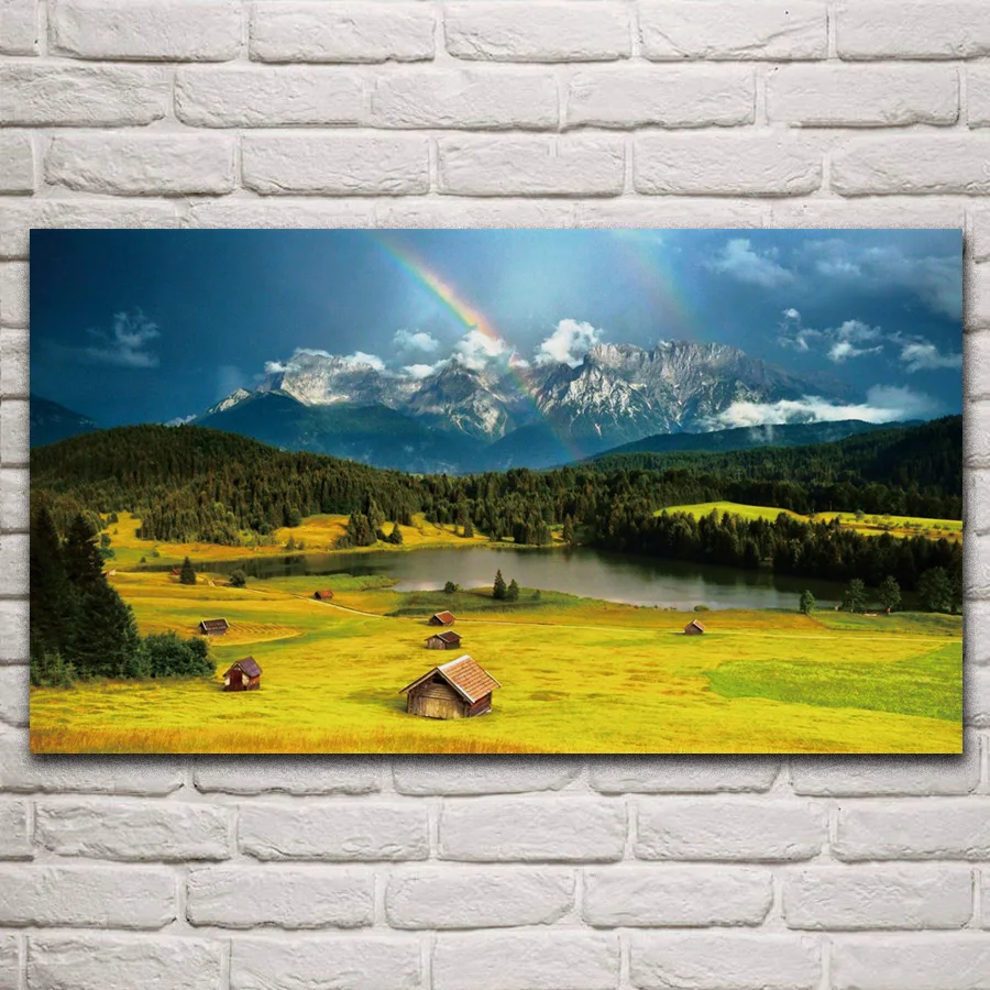 

rainbow at the alps nature landscape living room home art decoration fabric posters on wall picture KR255