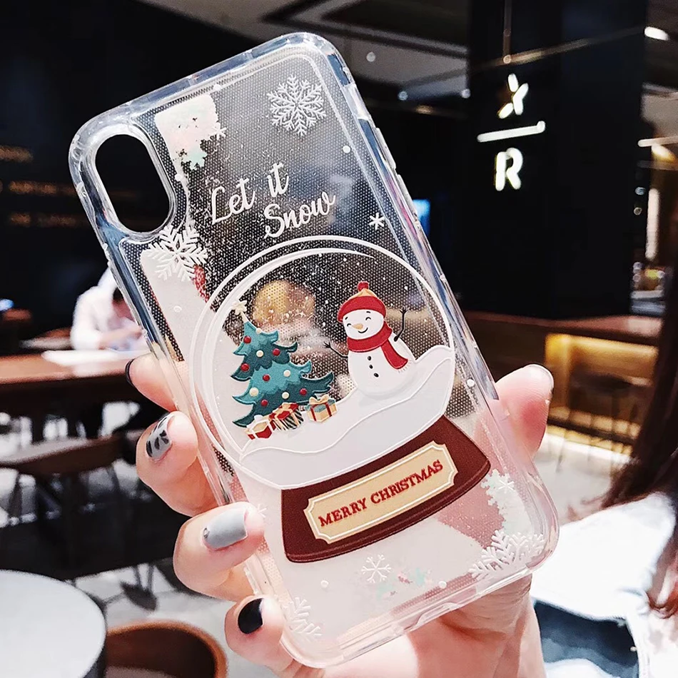 Glitter Dynamic Liquid Phone Case Fashion Girl New Year Gift For iPhone 13 12 11 Pro Max X XR XS 6 7 8 Christmas Quicksand Cover