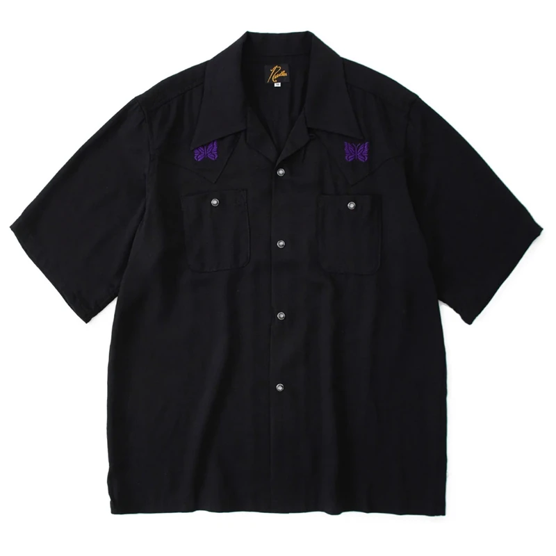 Apricot Needles AWGE Shirts Men Women 1:1 Best Quality Cowboy Embroidered Butterfly Pocket Shirt Tops Tee