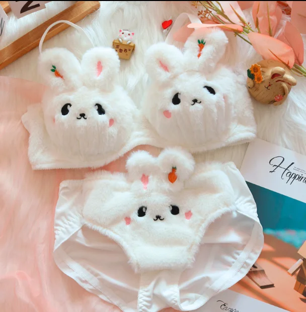 Girls lolita plush bra underwear my melody bralette push up brassiere  wirefree warm kawaii bra underpants seamless lingerie