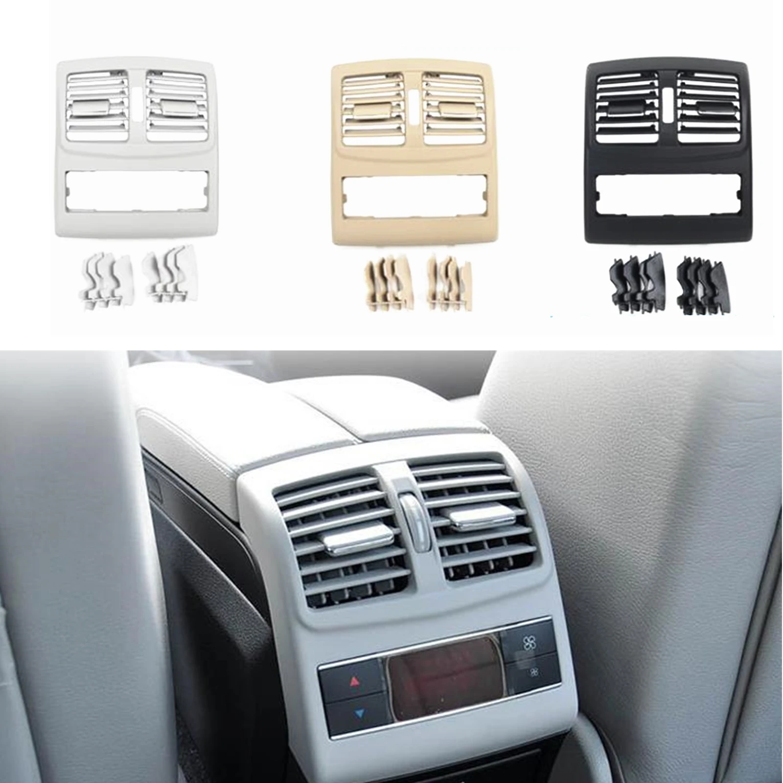 

For Mercedes Benz W212 E Class 2009-2011 Car Rear Center Console Fresh Flow Air Conditioning Outlet Vent Grille Grill Cover Kit