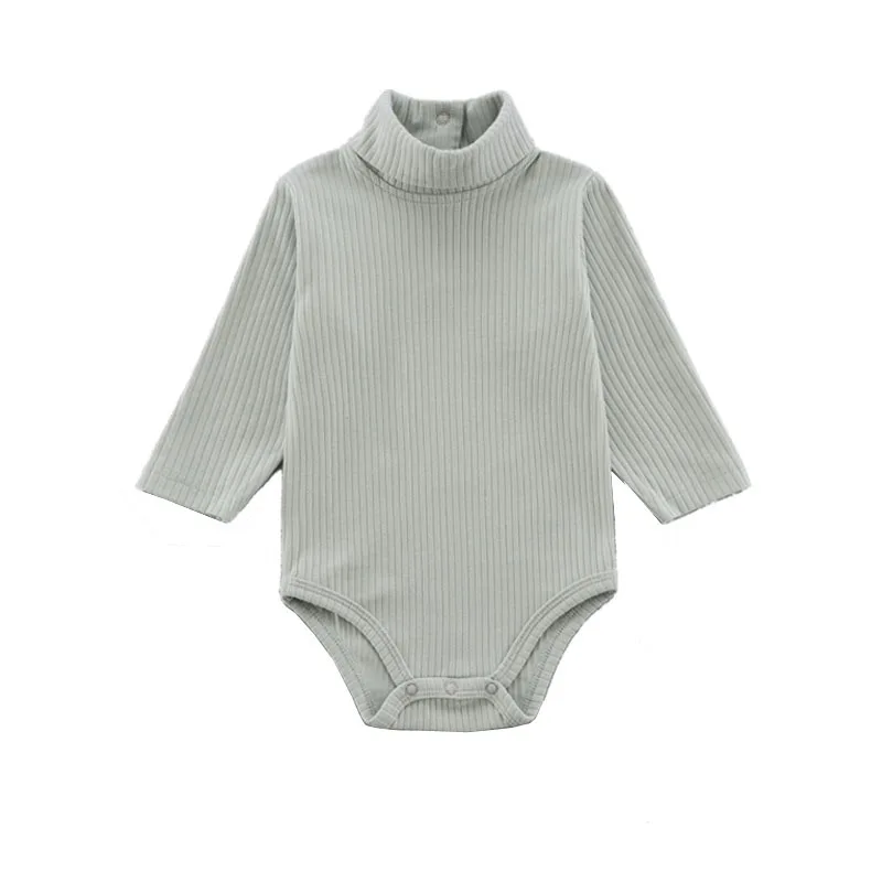 

100% Cotton Rib Baby Bodysuits Long Sleeved Rompers High Collar Warm Jumpsuits Autumn Jumper Winter Fashion Classic Bebe Onesie