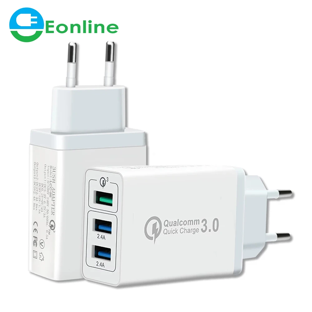 Eonline USB C Charger 48W Fast Charging Charger 3Ports Type C Mobile Phone Charger PD Power Adapter for Samsung iphone 14 13