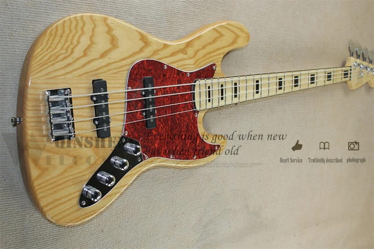 

In stock 4 Strings Bass Guitar JB Bass ASH Wood Body Maple Neck Chrome Bridge Red tortoise shell pickguard