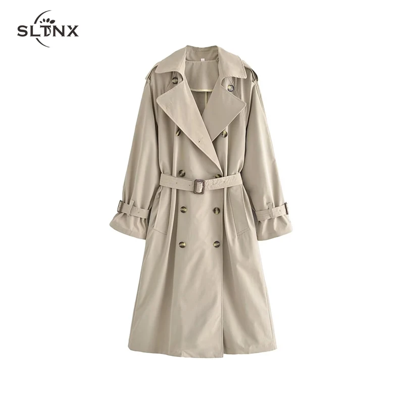 

SLTNX TRAF Fashion Winter Coat for Women Trench Coat Female Chic Double-breasted Long Windbreaker Coats Ladies with Belts Trench