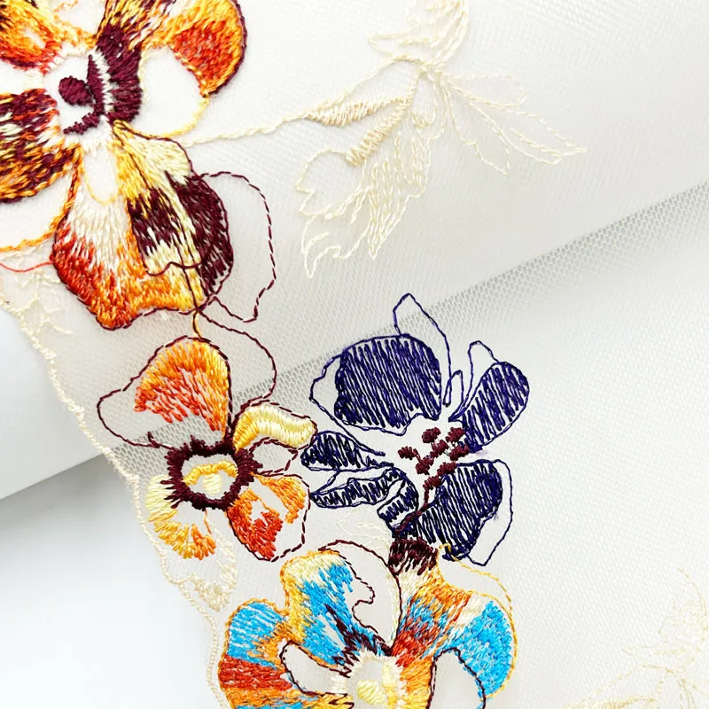 Вышитое нейлоновое кружево из полиэстера с красочным узором Marle для украшения