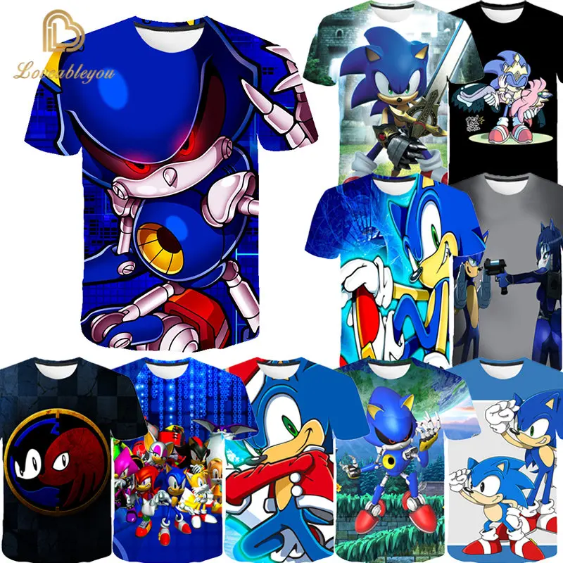 

Sonic T Shirt Cartoon Japanese Anime Baby Kids Boys Girls Children Short Sleeve Summer Children Clothing Sonic Print T Shirt