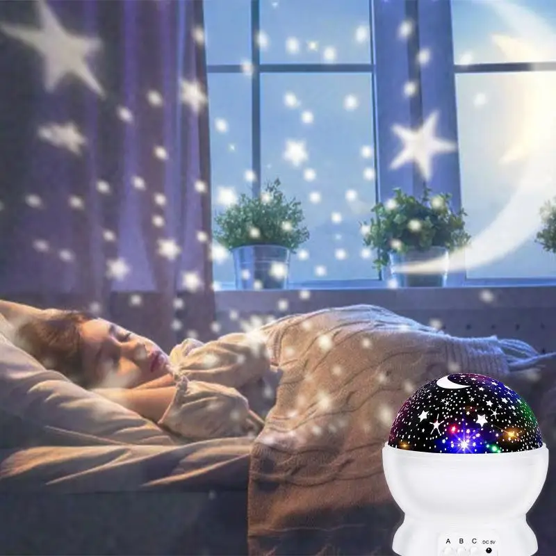 

Moon And Stars Colorful Night Light Projector Starry Sky 360 Degree Rotation 10 Kinds Of Effects Romantic Change Light Kids Gift