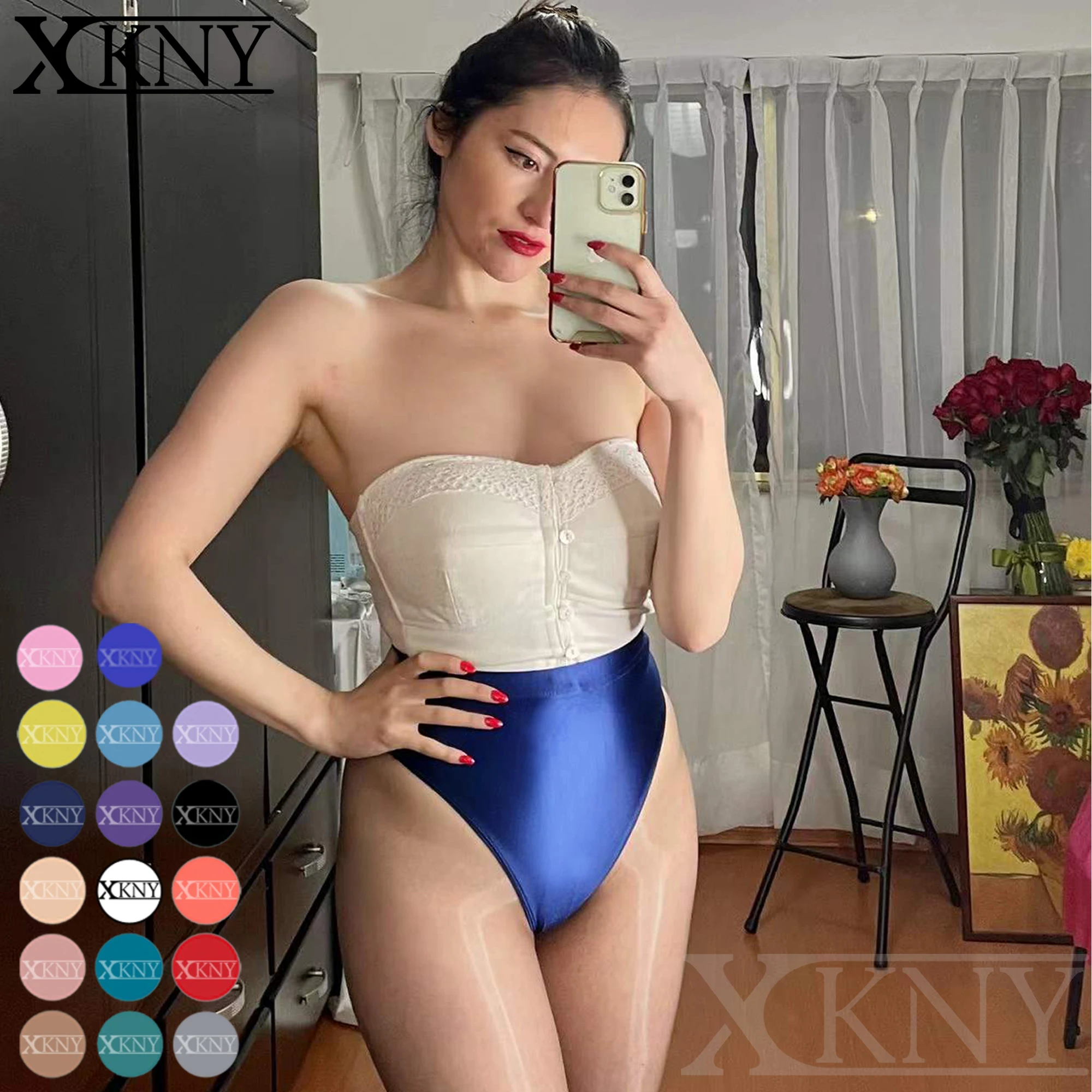 

XCKNY new colour glossy t-shaped pants with buttocks sexy solid bikini high waist sexy tights underpants briefs swimming trunks