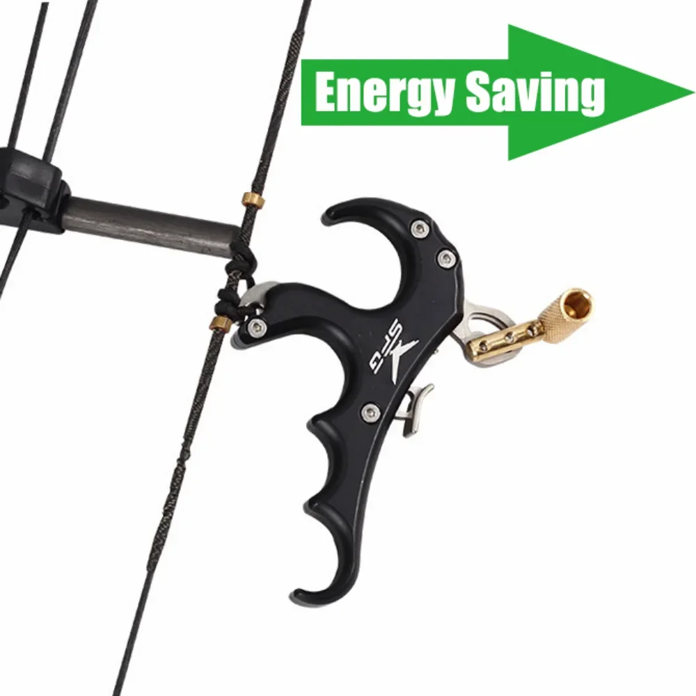 

4 Finger Compound Bow Release Aids Archery Accessories Aluminum Alloy Thumb Trigger Grip for Left/Right Hand Bow And Arrow