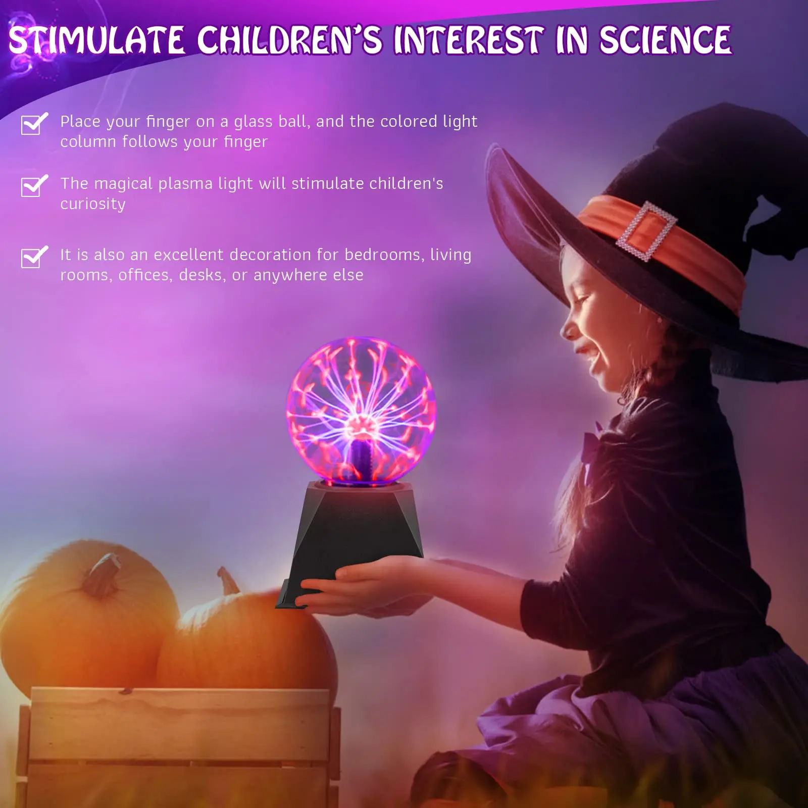 Плазменная шаровая лампа настольная Волшебная Туманность молния с сенсорной и