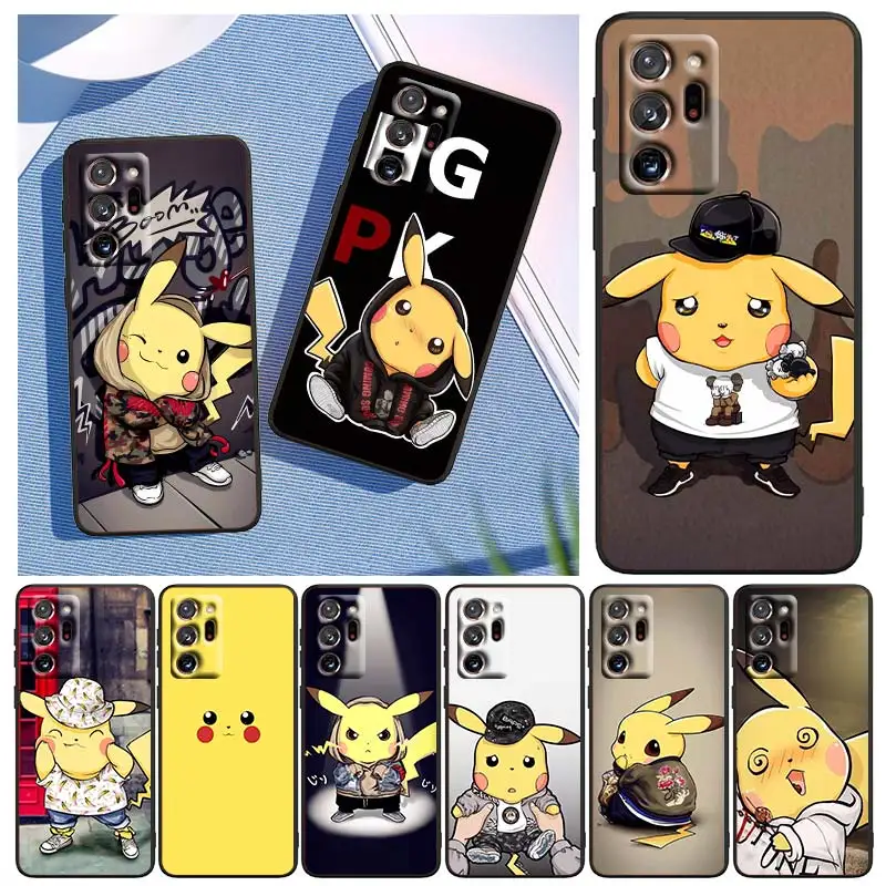 

Fashion Cute Pikachu Pokemon For Samsung Note 20 Ultra 10 Pro Lite 9 8 F52 F42 F22 M21 M60S M62 M31 M12 M32 Black TPU Phone Case