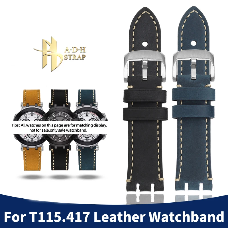 Ретро матовый ремешок из воловьей кожи для TISSOT 1853 Racing Series T115.417 T115.427
