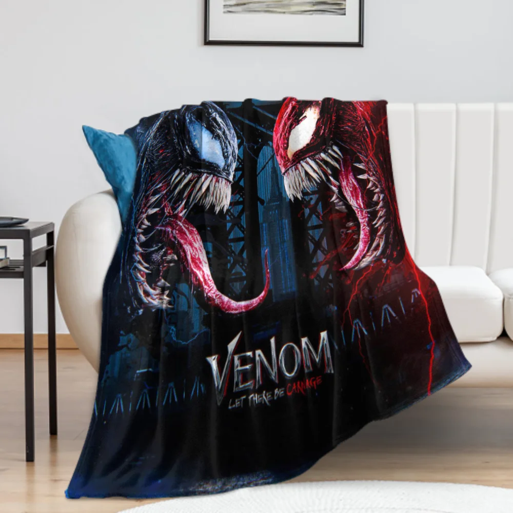

Portable Winter Warm Blankets Retro Horror Movie 3D Venom Anime Printing Bedding Child Adult Quilt for Beds Home Living