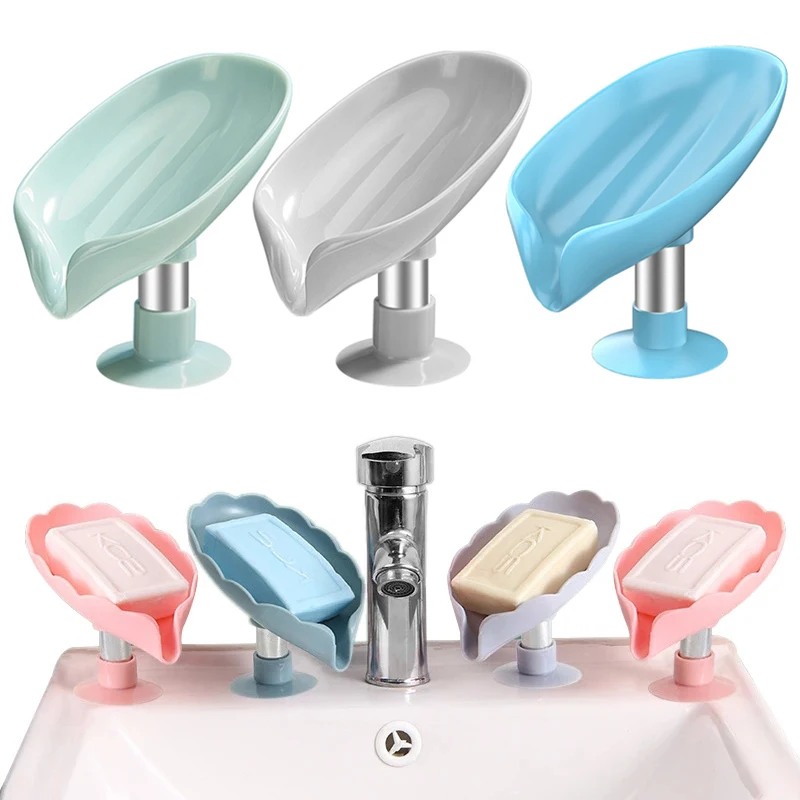 Контейнер для мыла в форме листа дренаж аксессуары ванной комнаты присоска