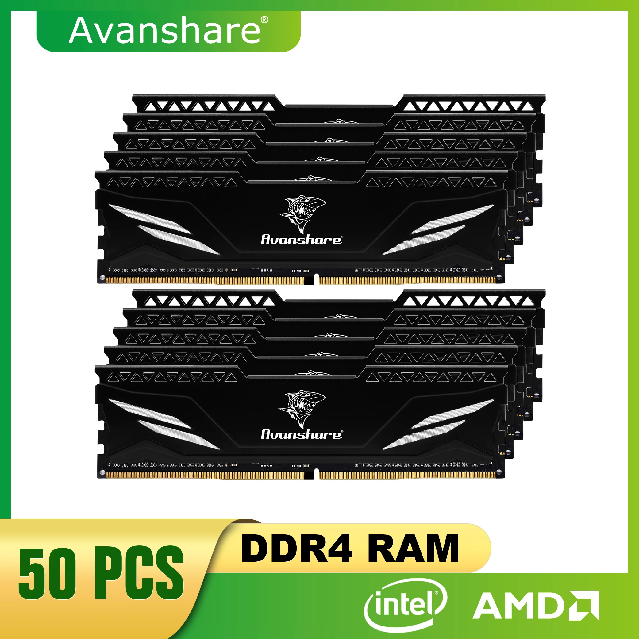 

Avanshare 50Pcs Ram Memory DDR4 4GB 8GB 16GB 3200MHz 2666MHz 2400MHz With Heat Sink PC4 DIMM 1.2V 288PIN NON ECC For Wholesale