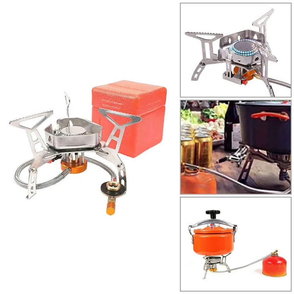 

Outdoor Windproof Gas Burner Camping Stove Cooking Grill Burner Butane BBQ Portable Picnic Mini Steel Stove Outdoor Tool