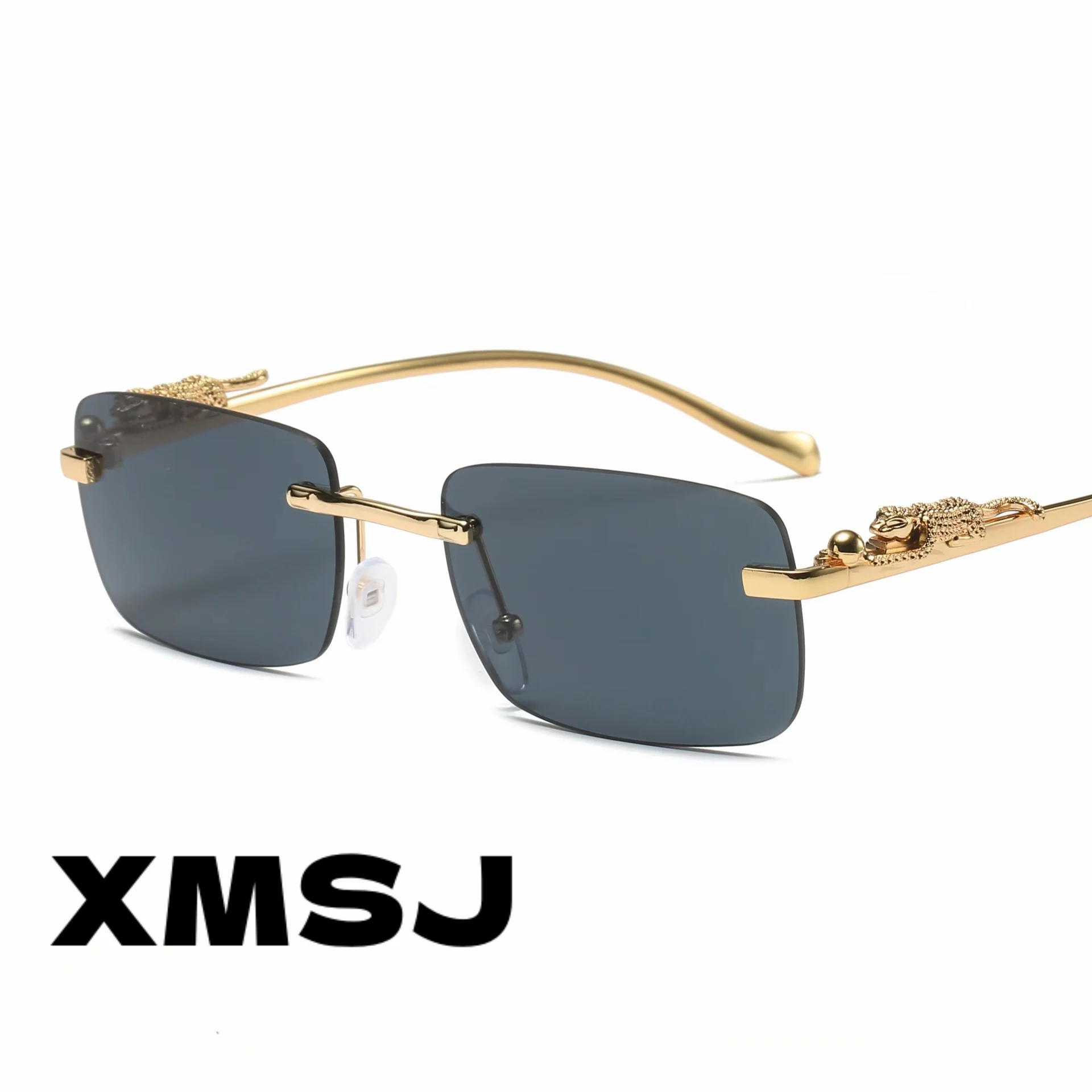 

New Square Sunglasses Colorful Men's and Women's Retro Leopard Head Metal Sunglasses Cross Border Glasses