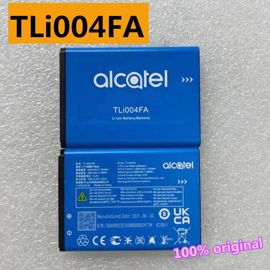 Новый оригинальный аккумулятор 460 мАч TLi004FA для сотового телефона Alcatel One Touch TLi004FA