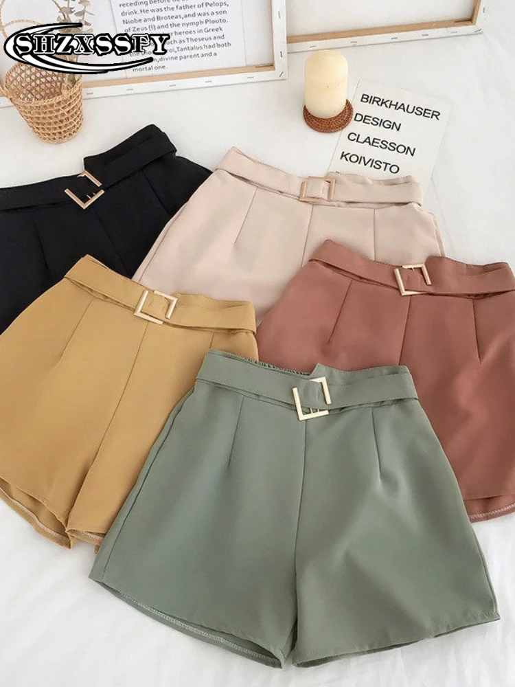 

Shorts Women High Waist Chiffon Loose Casual Sashes Women's Summer Shorts Solid Fashion Straight Suit Shorts for Women 2022