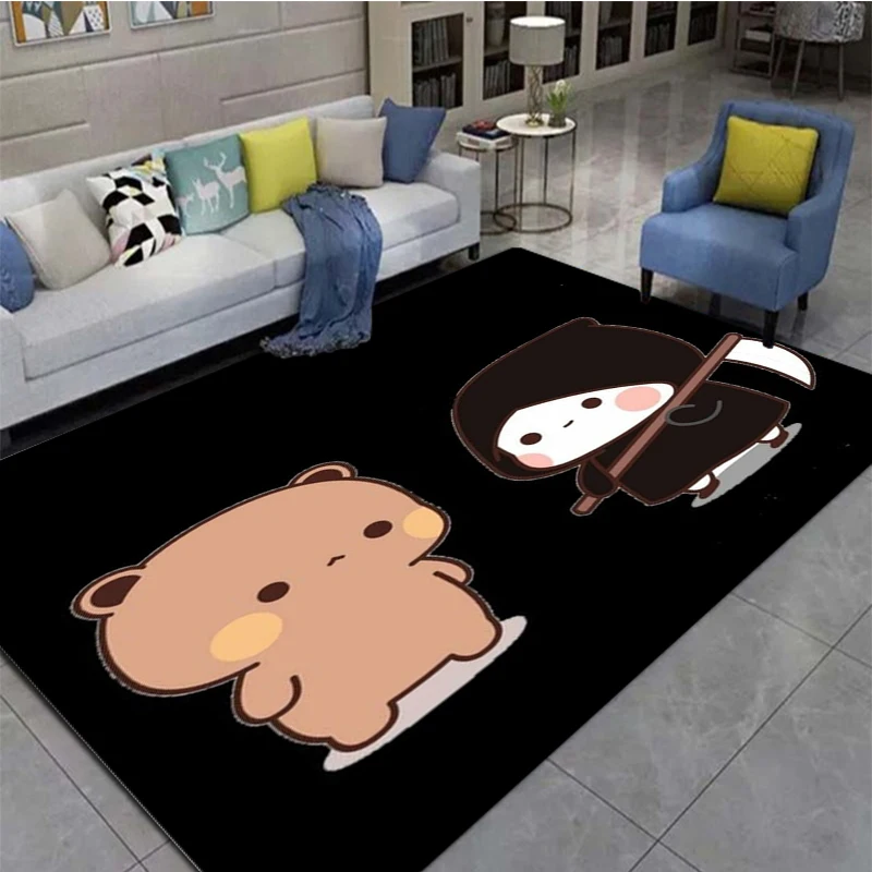 

Cartoon cute peaches and Goma 3D printed carpet, living room ，bedroom decorative carpet, kitchen ， bathroom floor mats, door mat