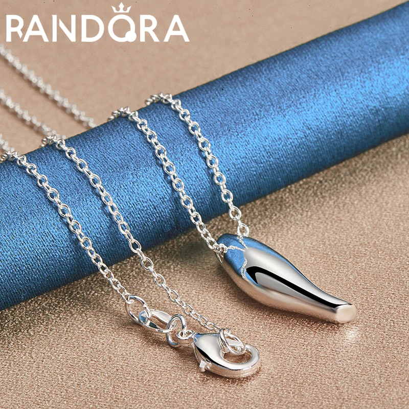 

RAIVDQRA 925 Sterling Silver 18 Inch Necklace For Woman Men Wolf Tooth Pendant Neck Chain Fashion Charm Jewelry Birthday Gift
